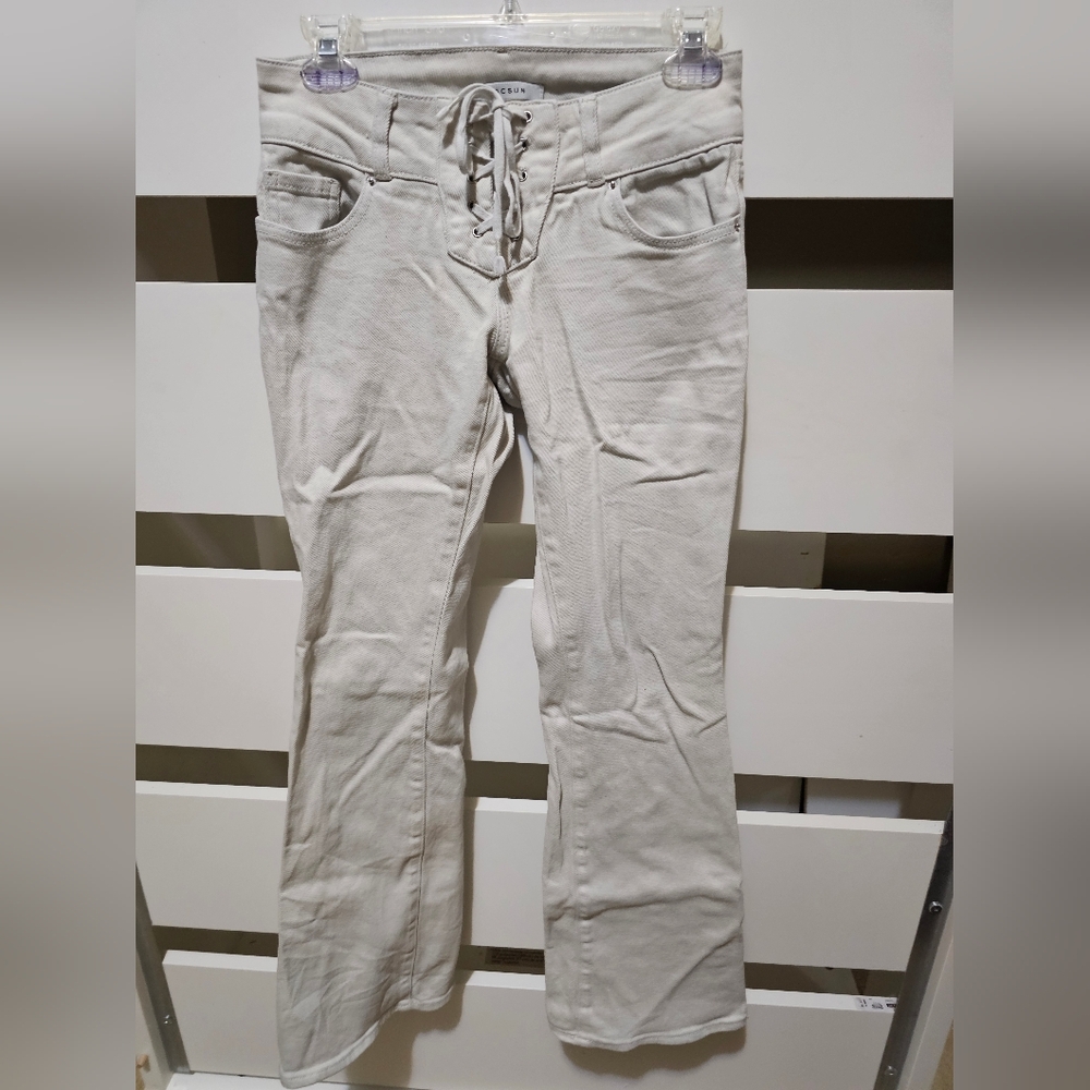 Pacsun Stretch Low Rise Bootcut Y2K size 24 color light khaki